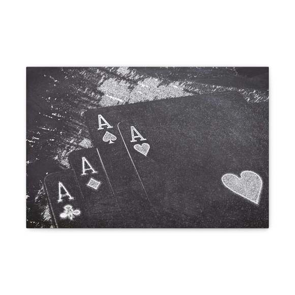 Chalkboard Playing Card Suit Ranked Playing Card Canvas Wall Art for Home Decor